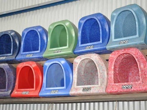 Un producto estrella de “Roco” son las casillas para mascotas, hechas en plástico reciclado y con un diseño único en el mercado