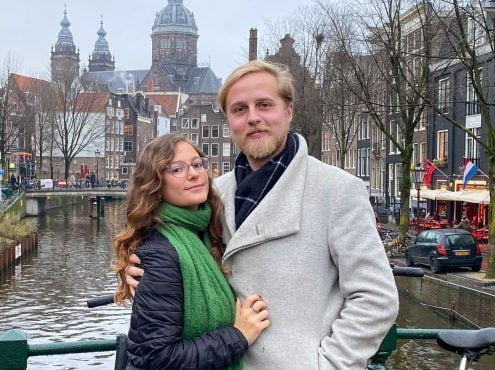 Nicole con su novio belga Jakke en Amsterdam