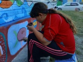 La pintura de la sede de Faros, otra tarea que los chicos disfrutaron desde los inicios del programa