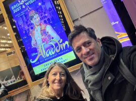La pareja tresarroyense disfrutó, en Broadway, de un musical exitoso como Aladdin